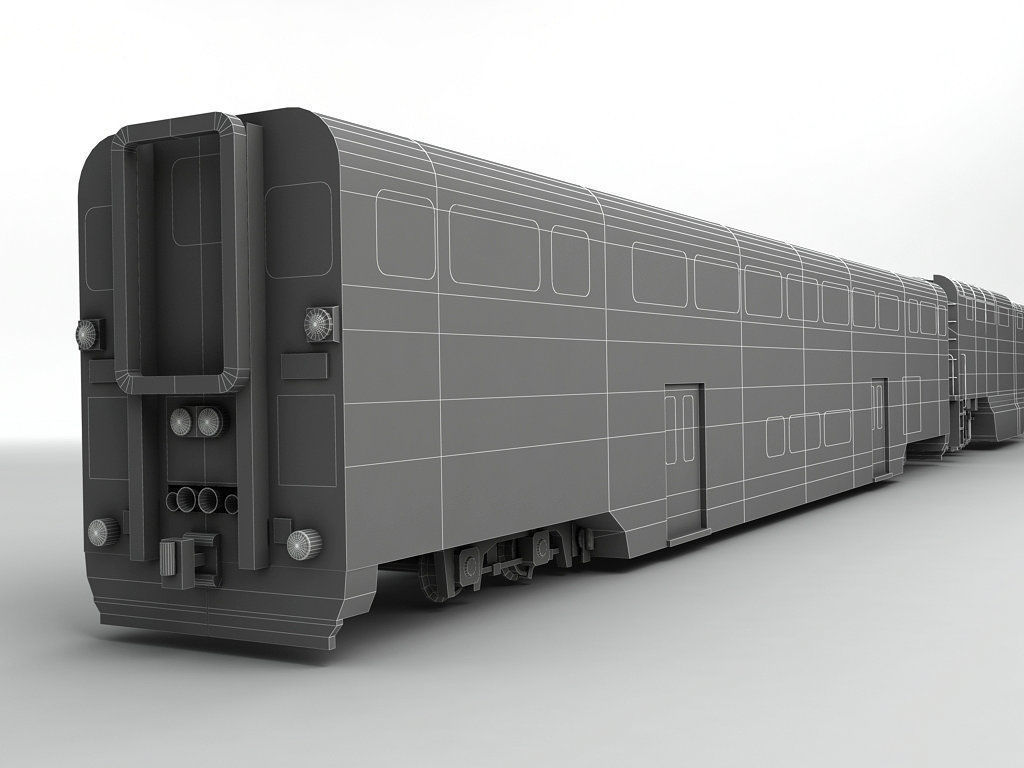 F59PHI Locomotive Train With Passenger Car Low-poly 3D model_4