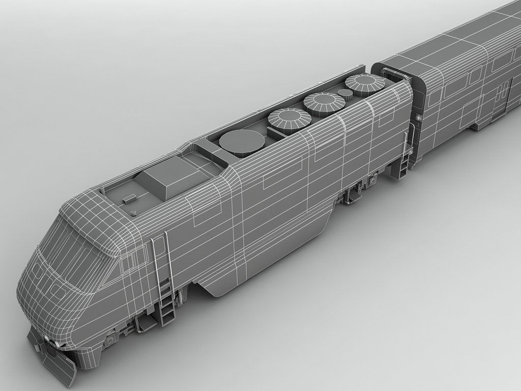 F59PHI Locomotive Train With Passenger Car Low-poly 3D model_5