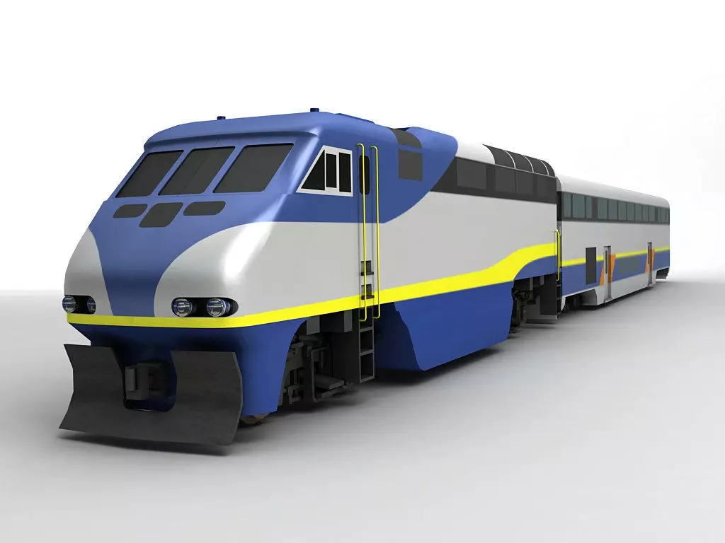 F59PHI Locomotive Train With Passenger Car Low-poly 3D model_0