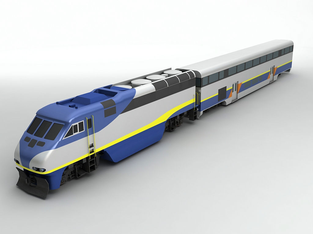 F59PHI Locomotive Train With Passenger Car Low-poly 3D model_1