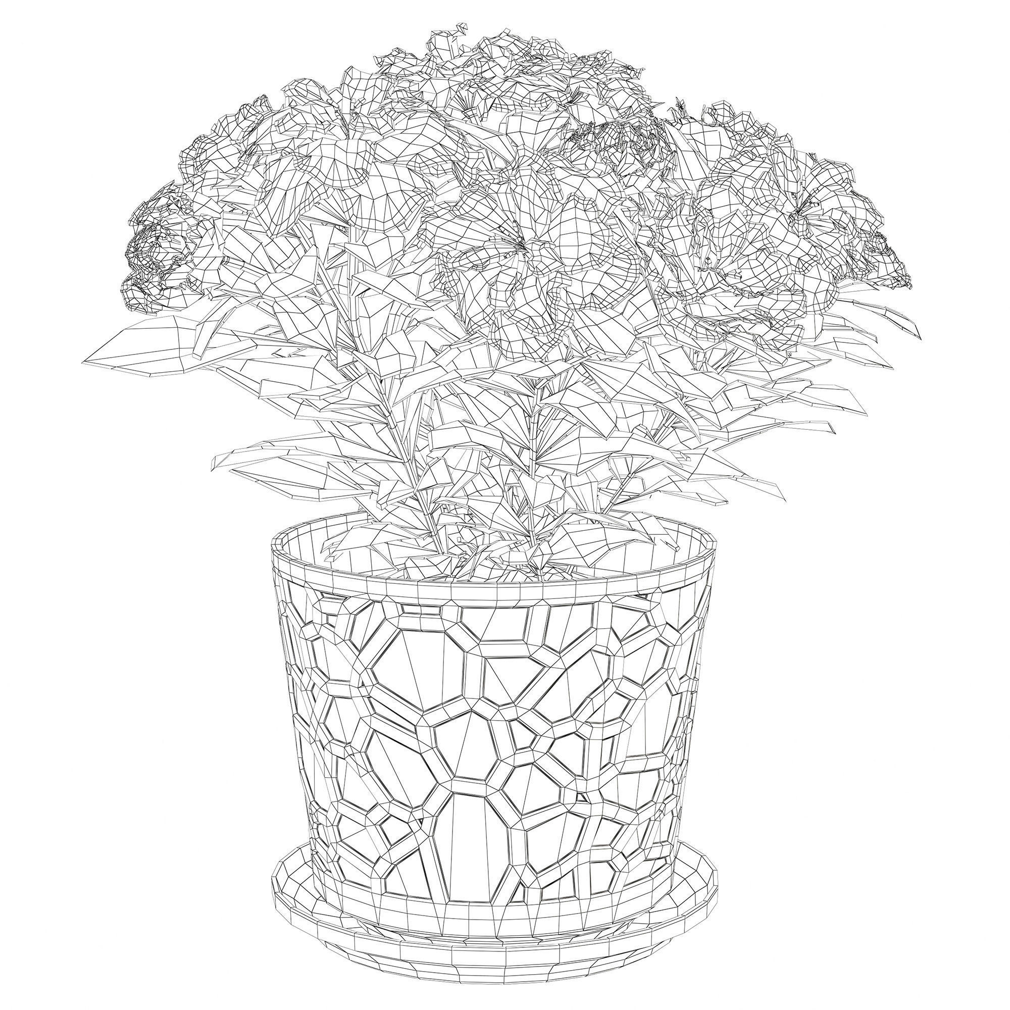 Azalea2 plant in pot with flowers 3D model_14