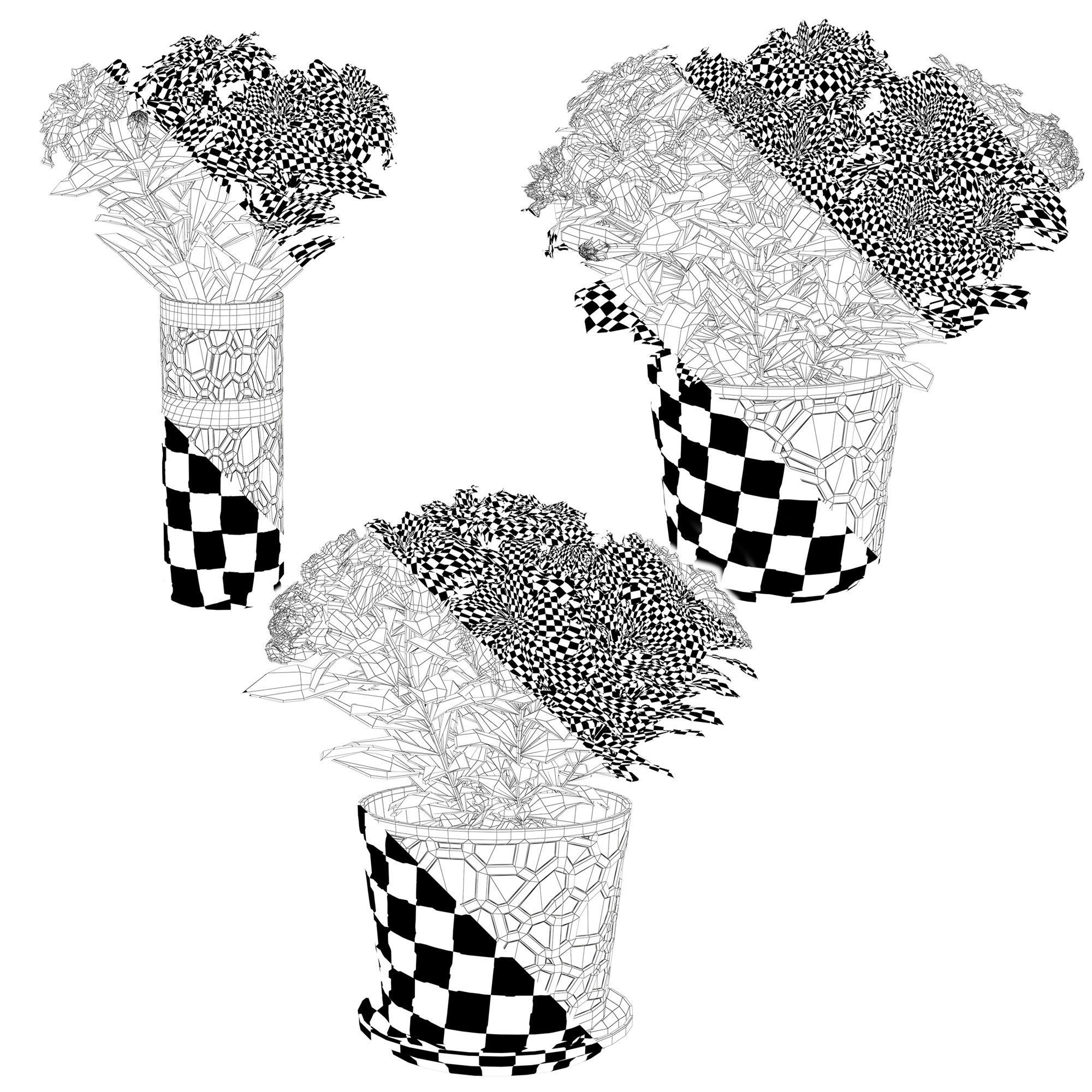 Azalea2 plant in pot with flowers 3D model_11