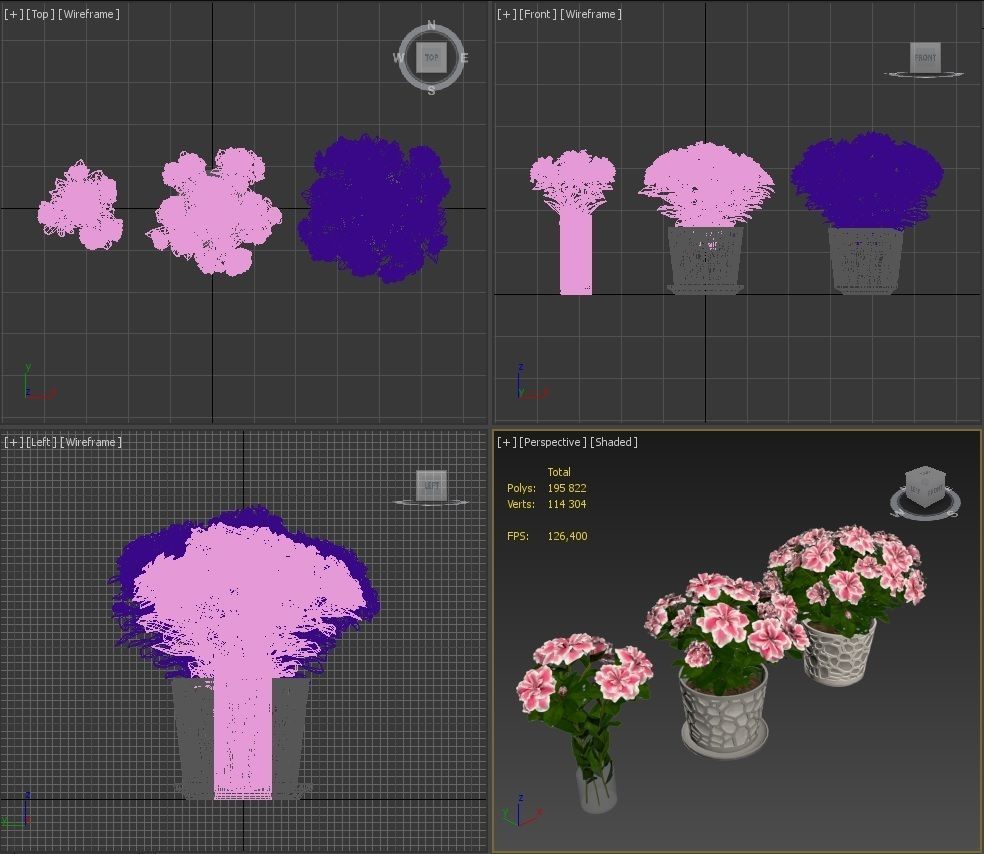 Azalea2 plant in pot with flowers 3D model_20