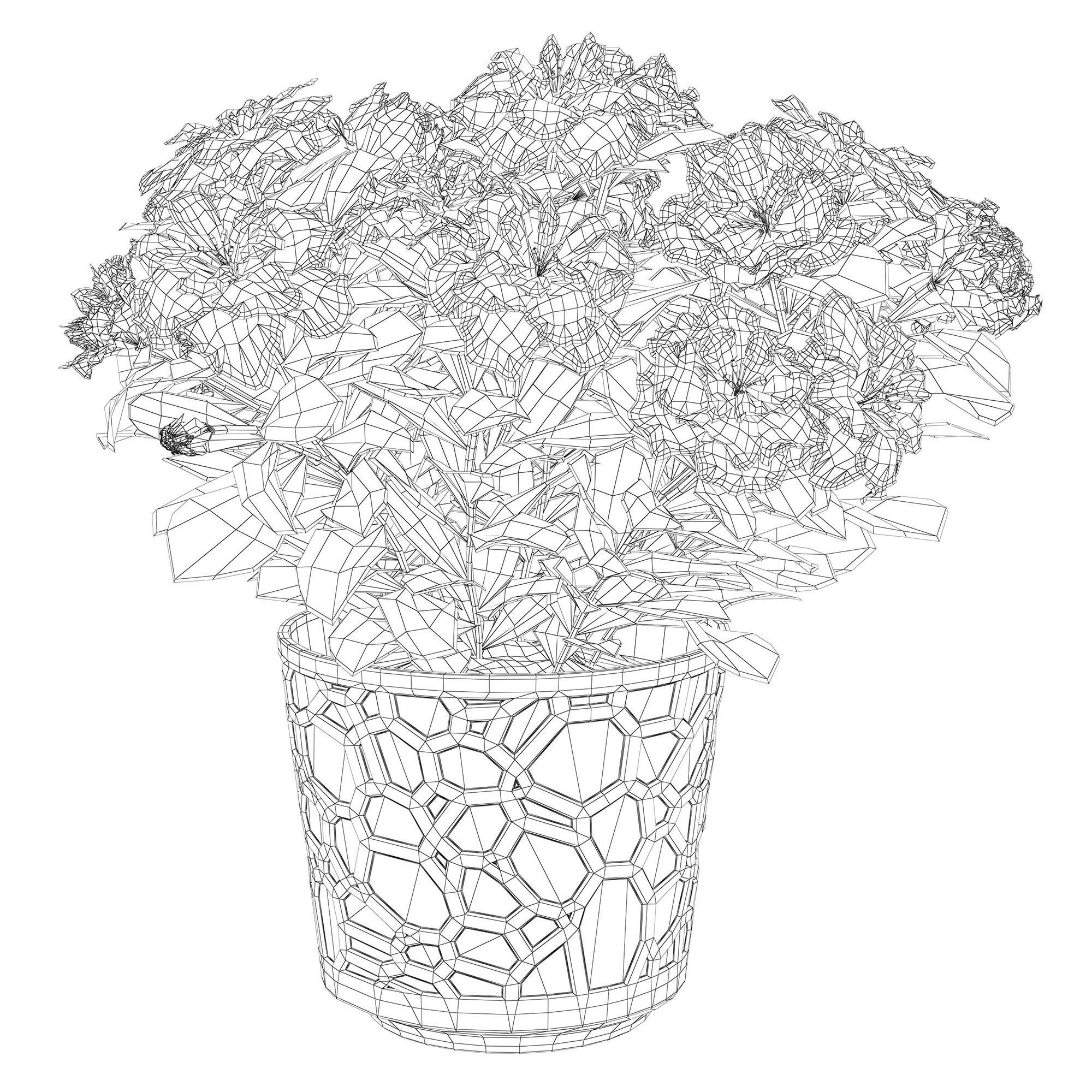 Azalea2 plant in pot with flowers 3D model_12