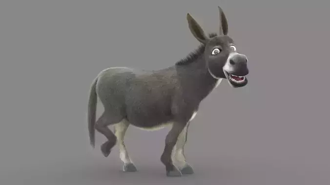 Donkey cartoon Low-poly 3D model