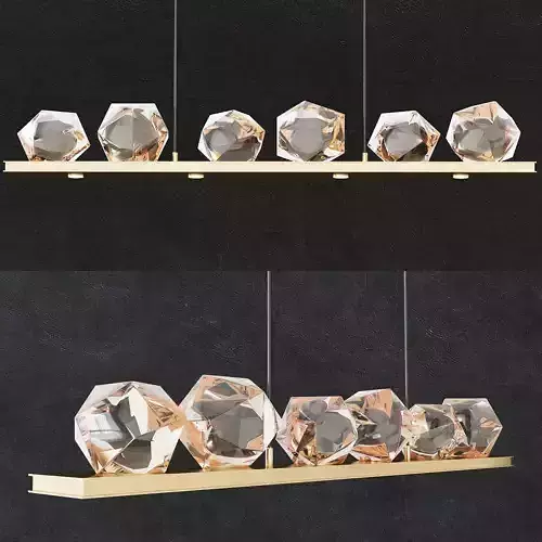 Chandelier five balls hanging from chain 3D model