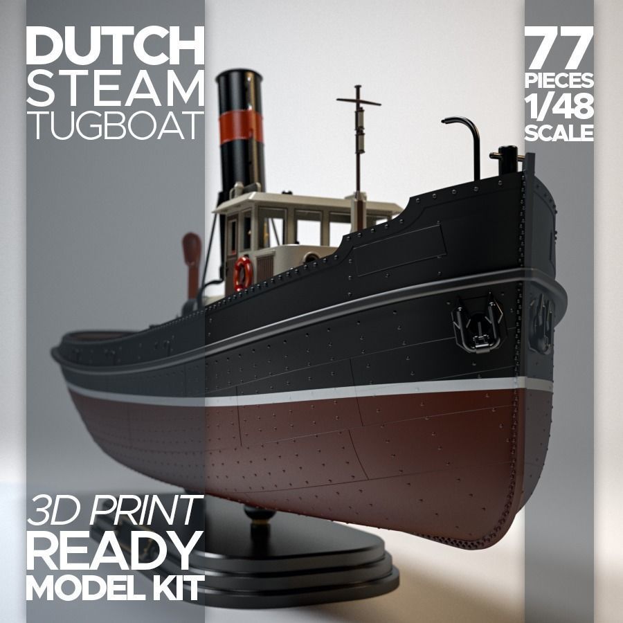 Tugboat Model Kit 3D print model_1