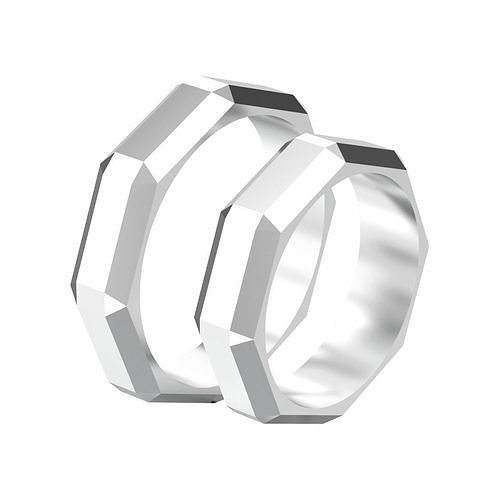 Set of two geometric facets chiseled ring 3D print model 3D print model