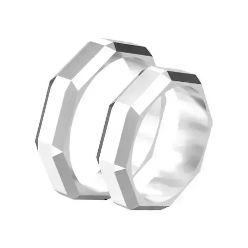 Set of two geometric facets chiseled ring 3D print model