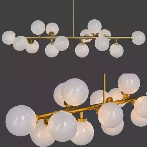 DREAM chandelier with balls hanging from it