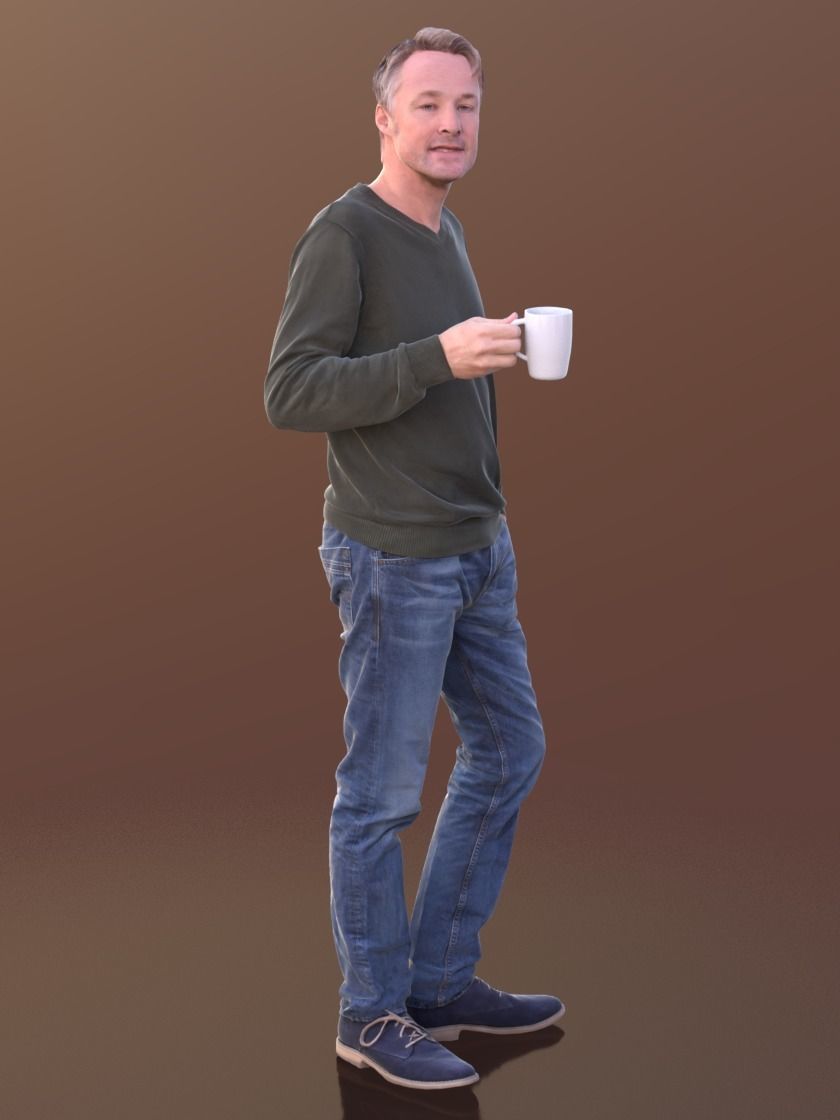 Carlos 10204 - Standing Casual Guy Low-poly 3D model_2