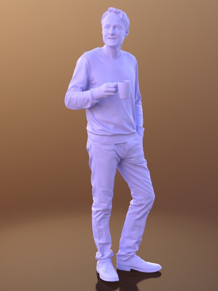 Carlos 10204 - Standing Casual Guy Low-poly 3D model_3