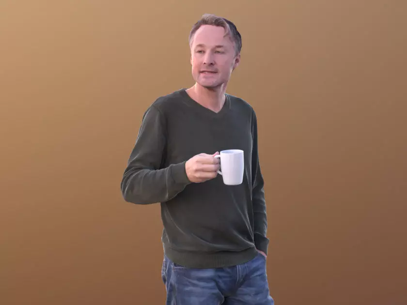 Carlos 10204 - Standing Casual Guy Low-poly 3D model_0