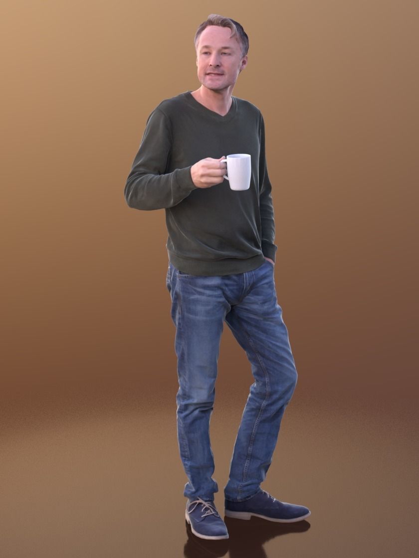 Carlos 10204 - Standing Casual Guy Low-poly 3D model_1