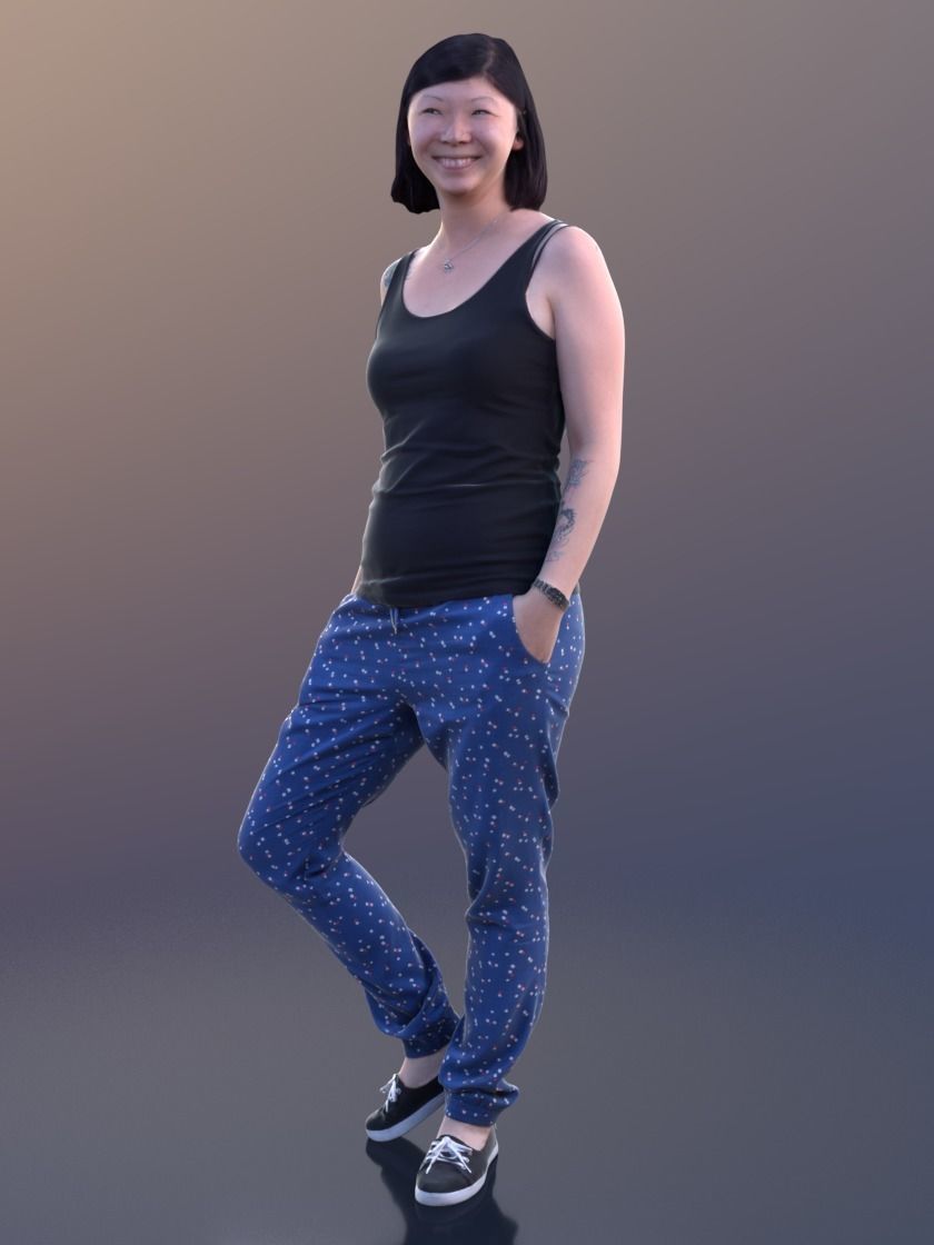 Liu 10196 - Standing Casual Woman Low-poly 3D model_2