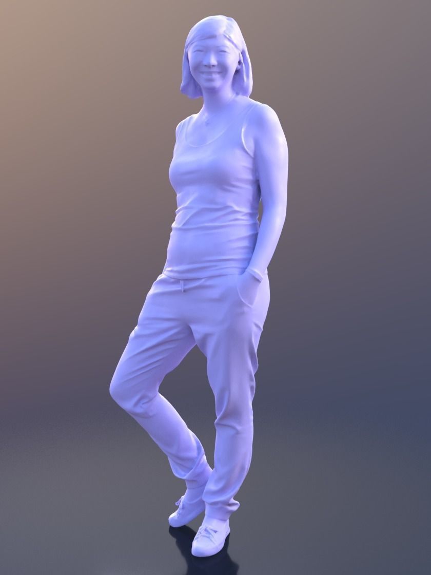 Liu 10196 - Standing Casual Woman Low-poly 3D model_4