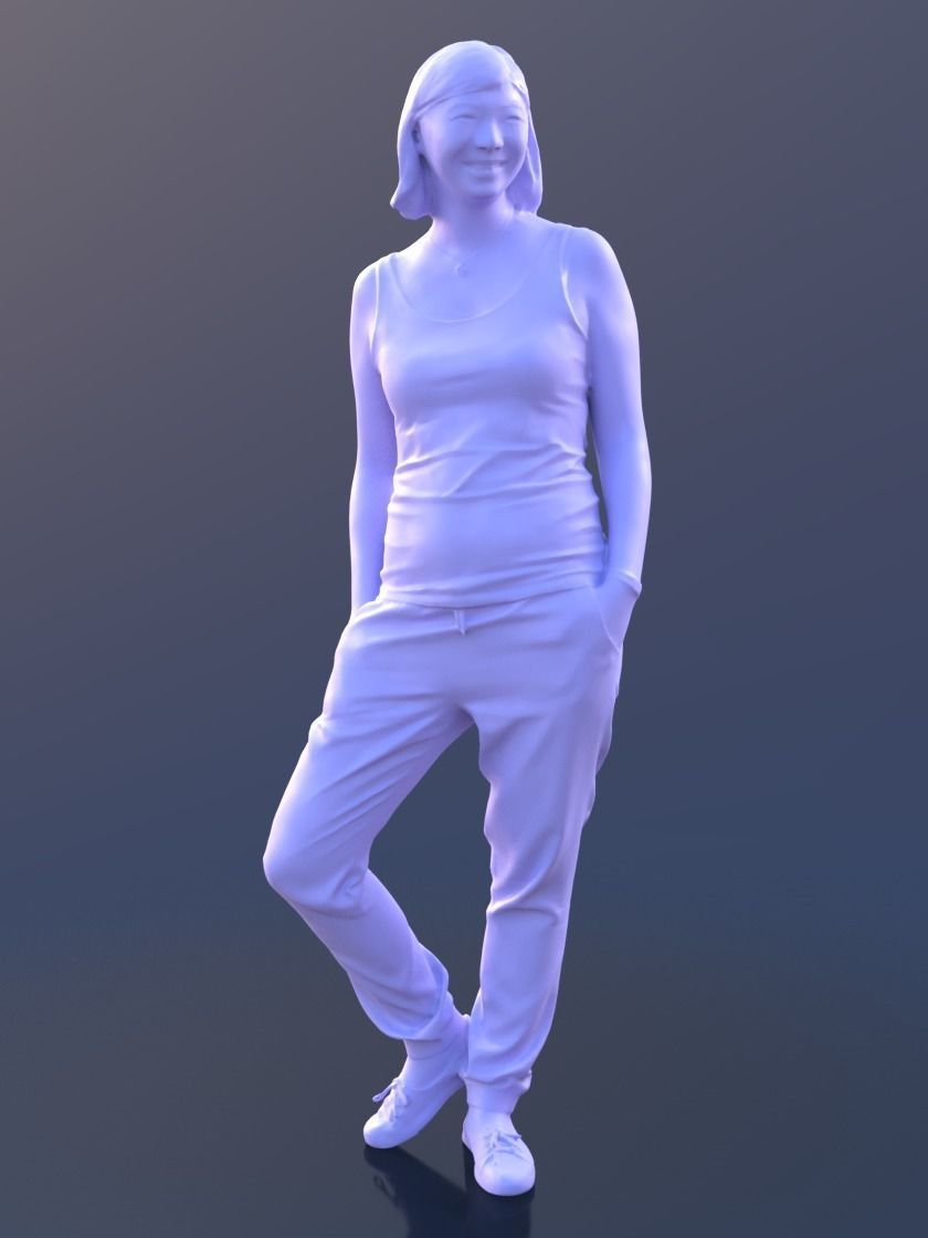 Liu 10196 - Standing Casual Woman Low-poly 3D model_3