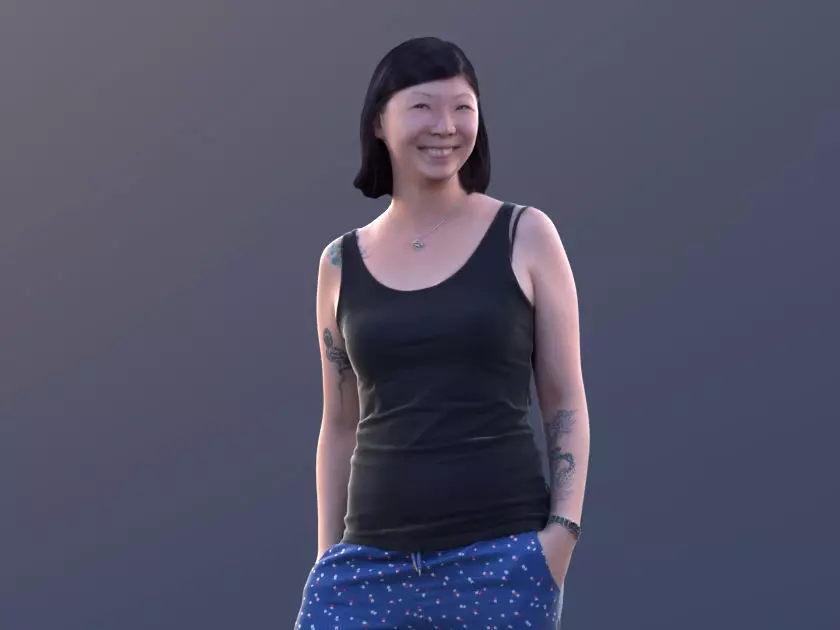 Liu 10196 - Standing Casual Woman Low-poly 3D model_0