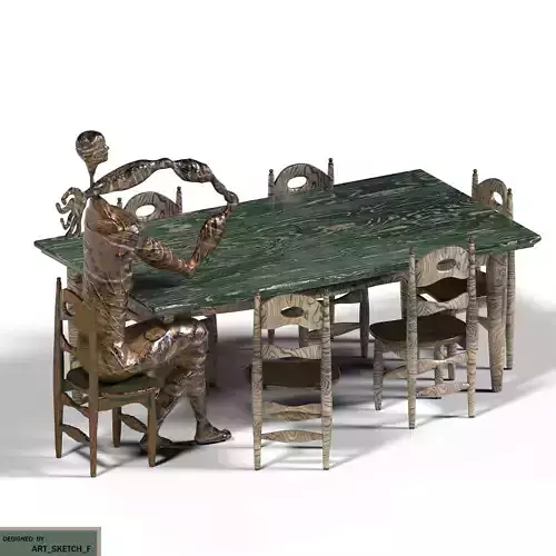  Sculpture Dining Table Low-poly 3D model