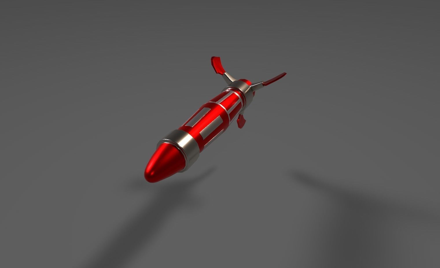 Red Missile Low-poly 3D model_1