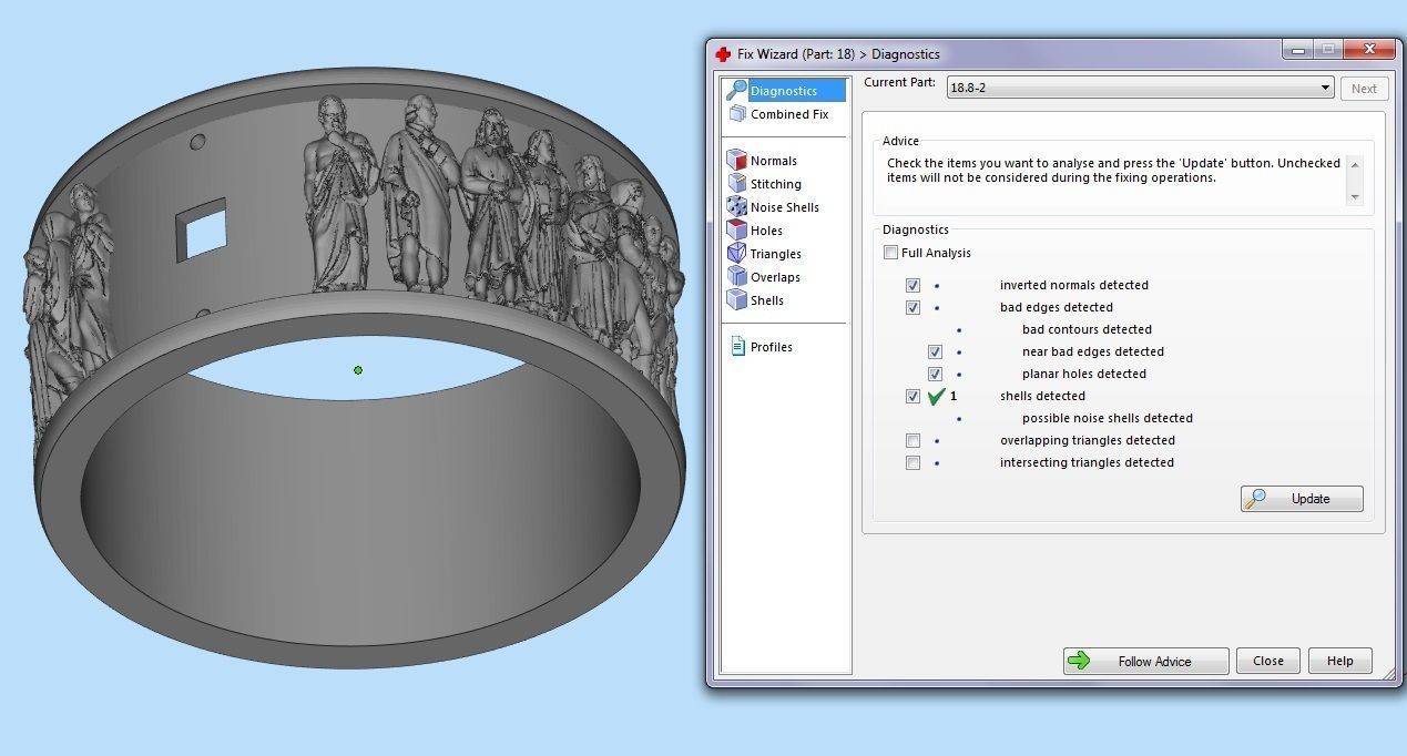 male ring  with antique statues 3D print model_3