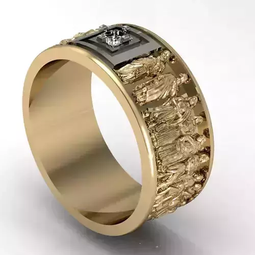 male ring  with antique statues