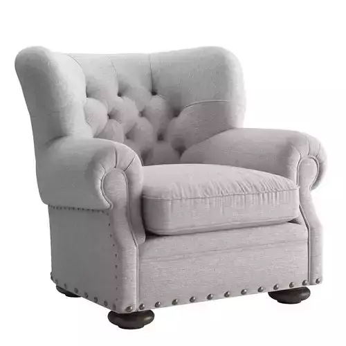 RH Churchill Fabric Chair with Nail Heads