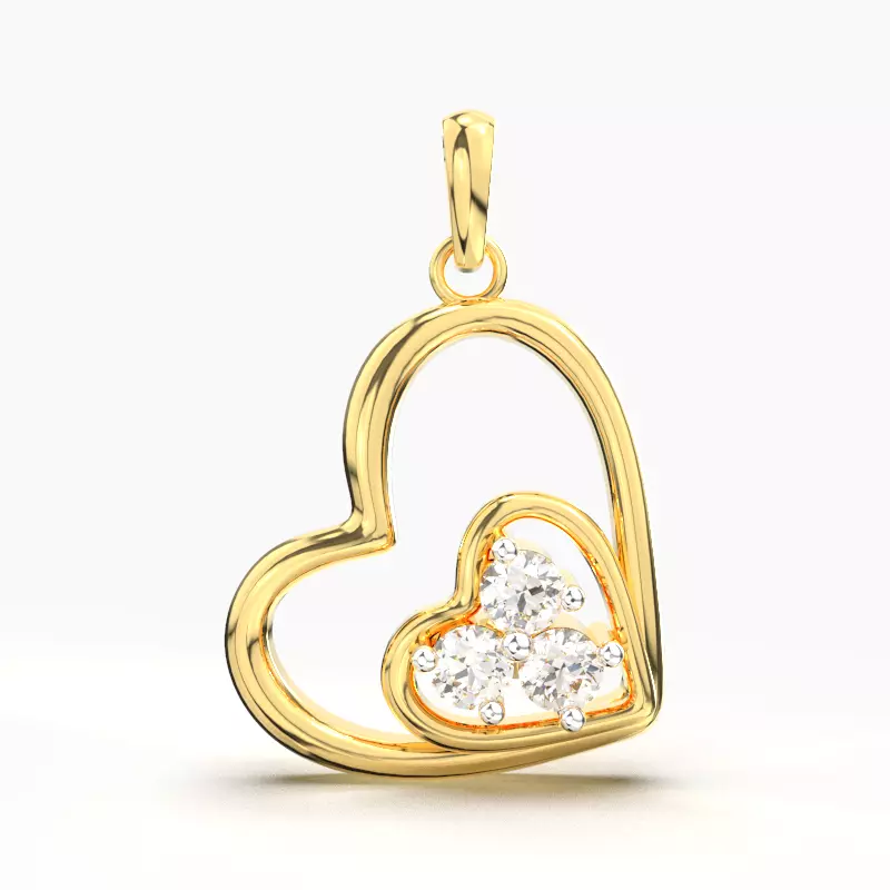 DOUBLE HEART DIAMOND PENDANT 3D print model