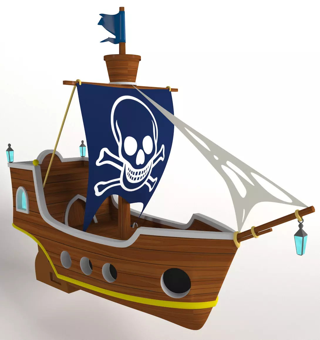 Cartoon ship 3D model