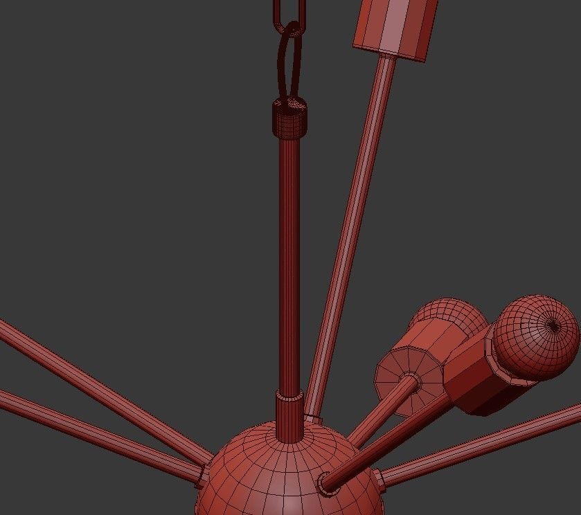 Loft Industrial Sputnik Chandelier 3D model_7