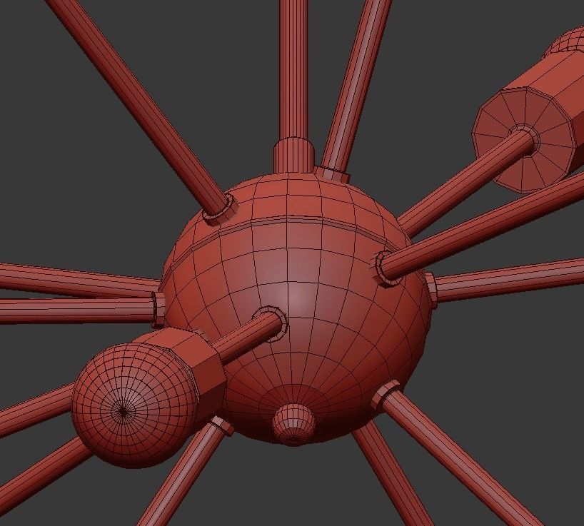 Loft Industrial Sputnik Chandelier 3D model_5