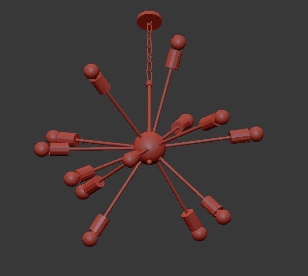 Loft Industrial Sputnik Chandelier 3D model_2