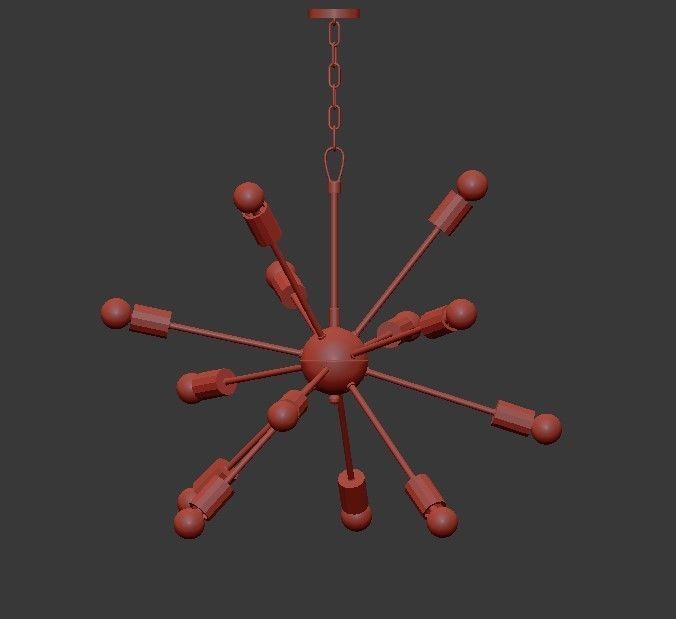 Loft Industrial Sputnik Chandelier 3D model_1