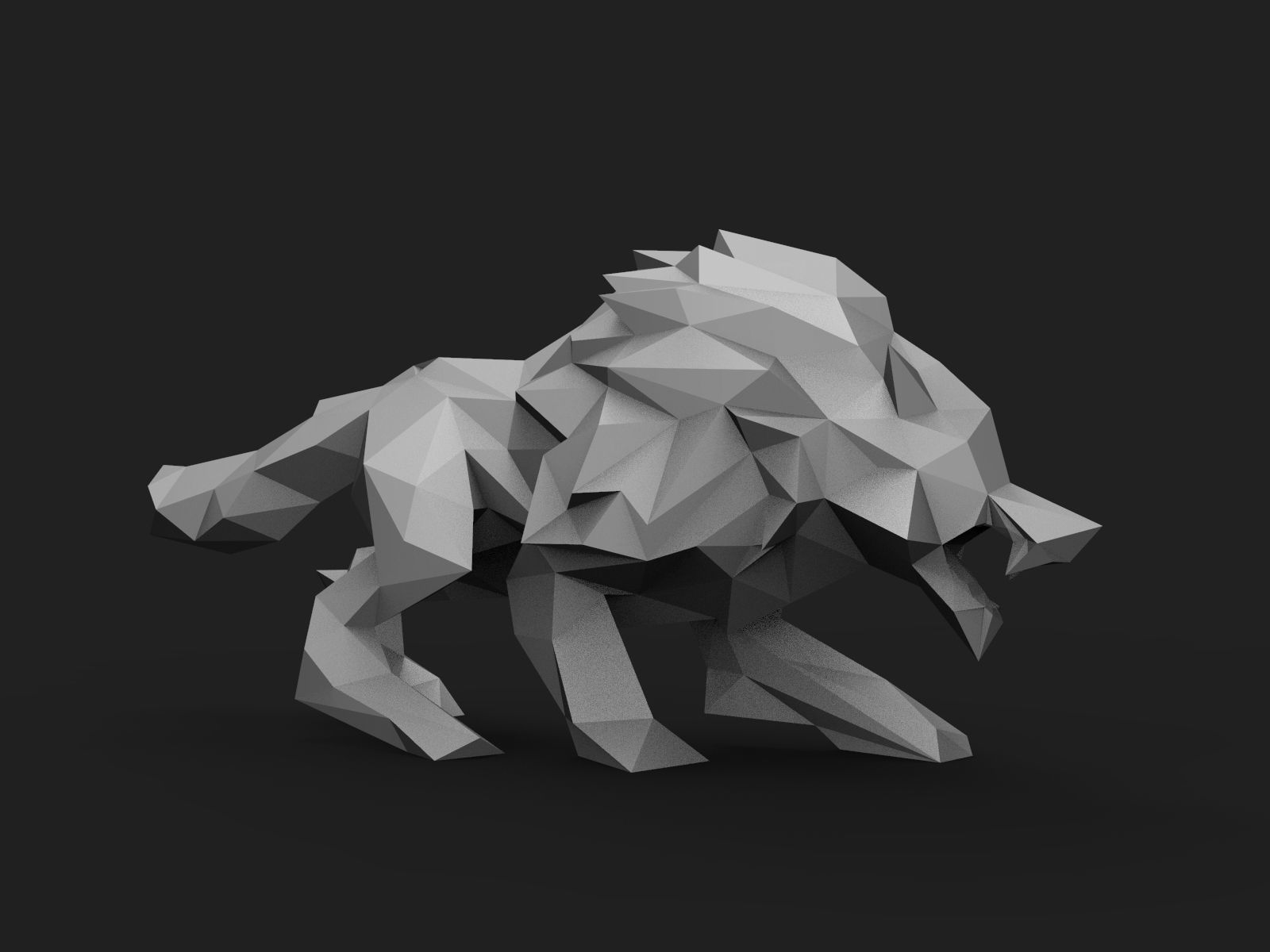 Wolf Low Poly polygonal 3D print model_7