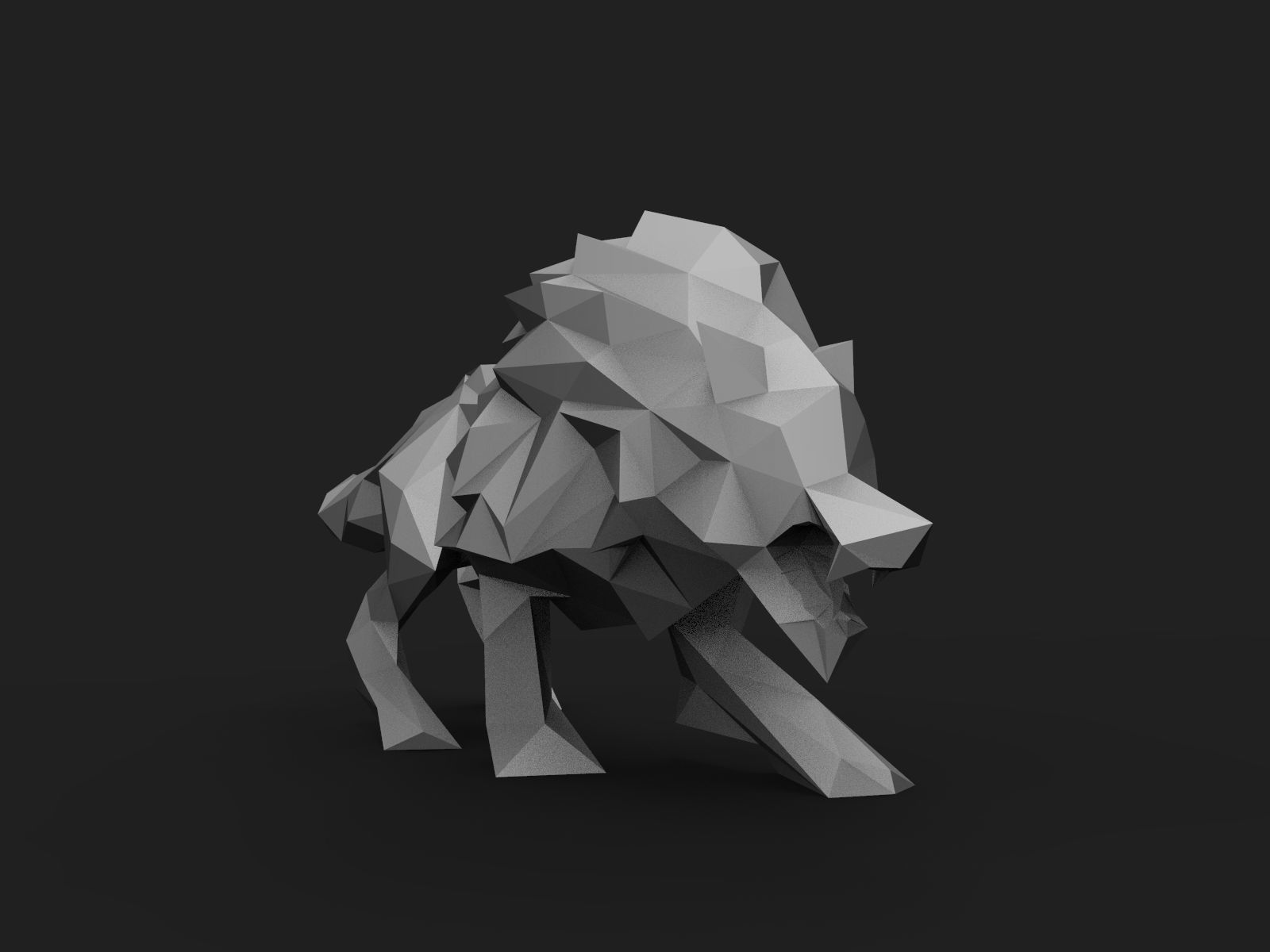 Wolf Low Poly polygonal 3D print model_6
