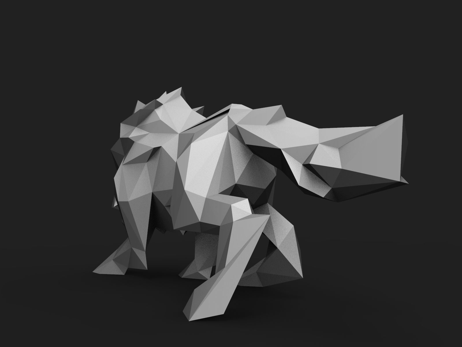 Wolf Low Poly polygonal 3D print model_10