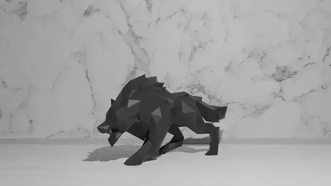 Wolf Low Poly polygonal 3D print model