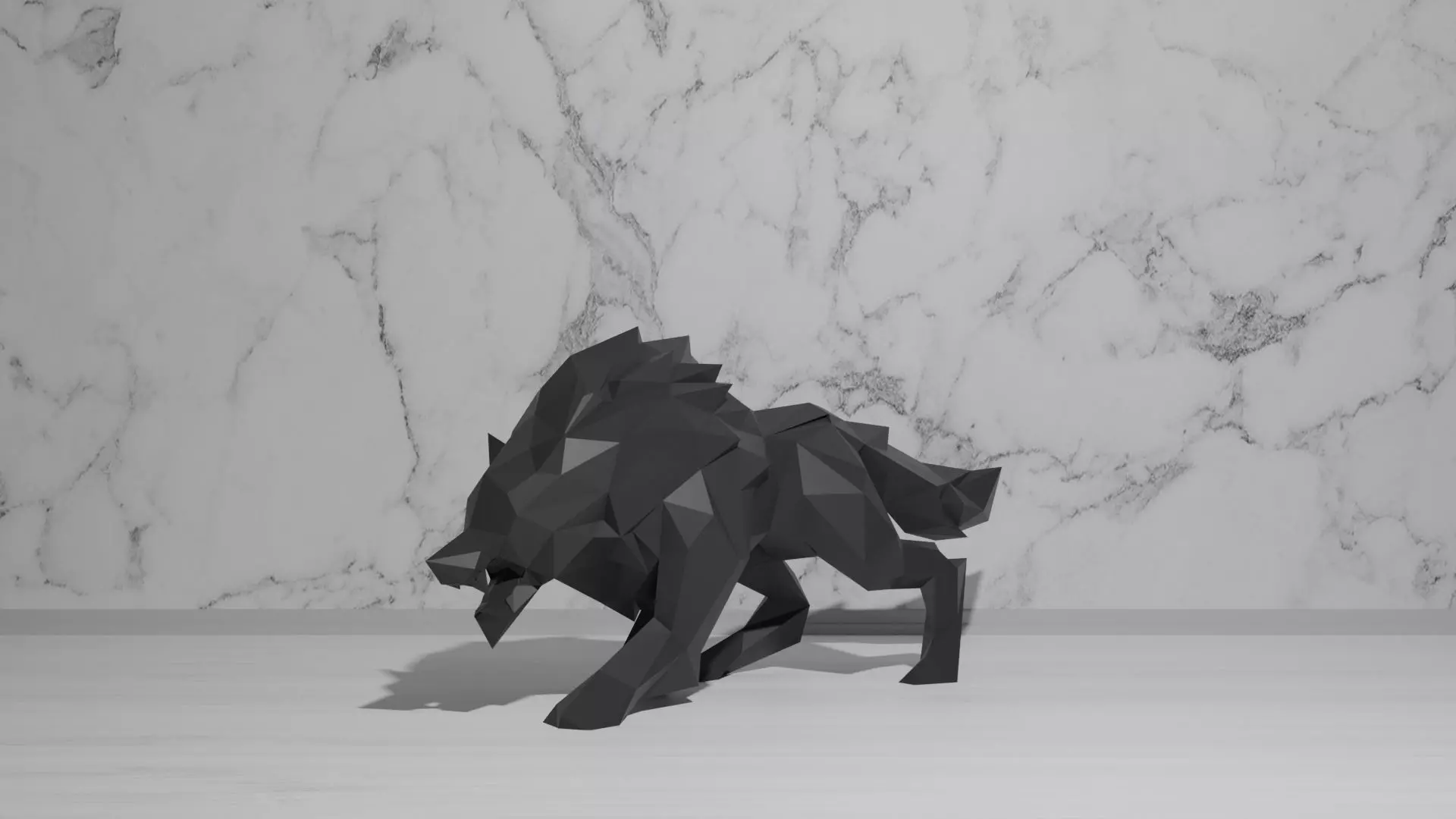 Wolf Low Poly polygonal 3D print model_0