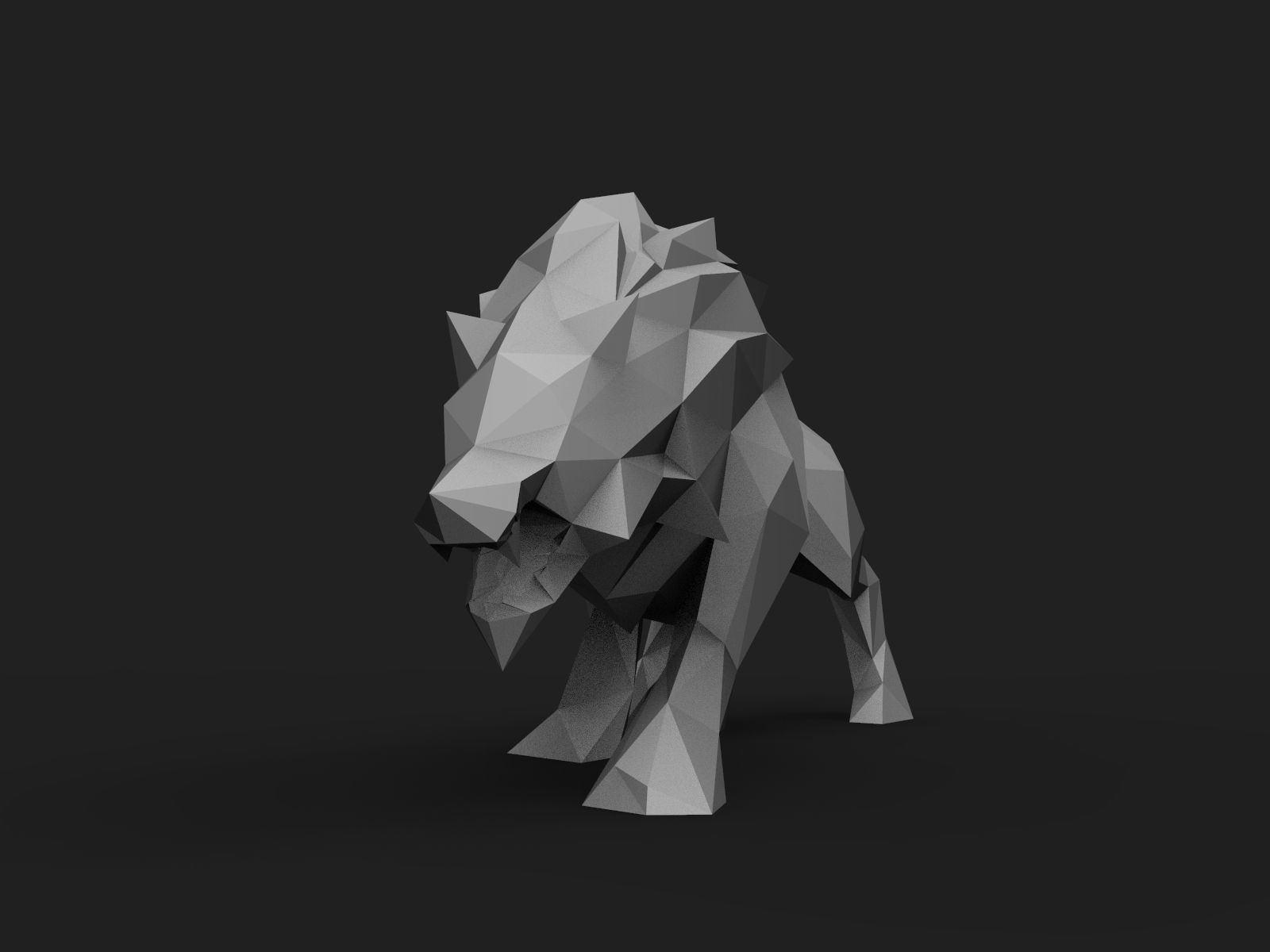 Wolf Low Poly polygonal 3D print model_4