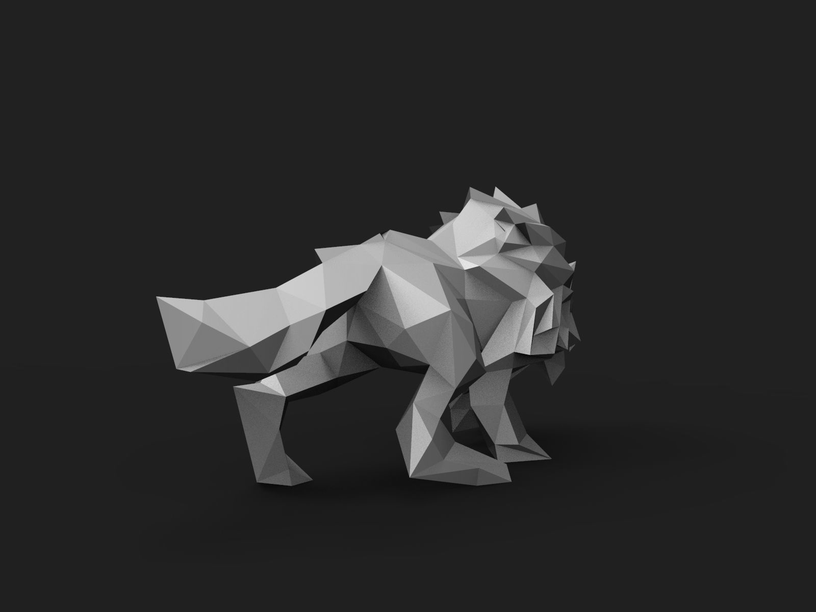 Wolf Low Poly polygonal 3D print model_9