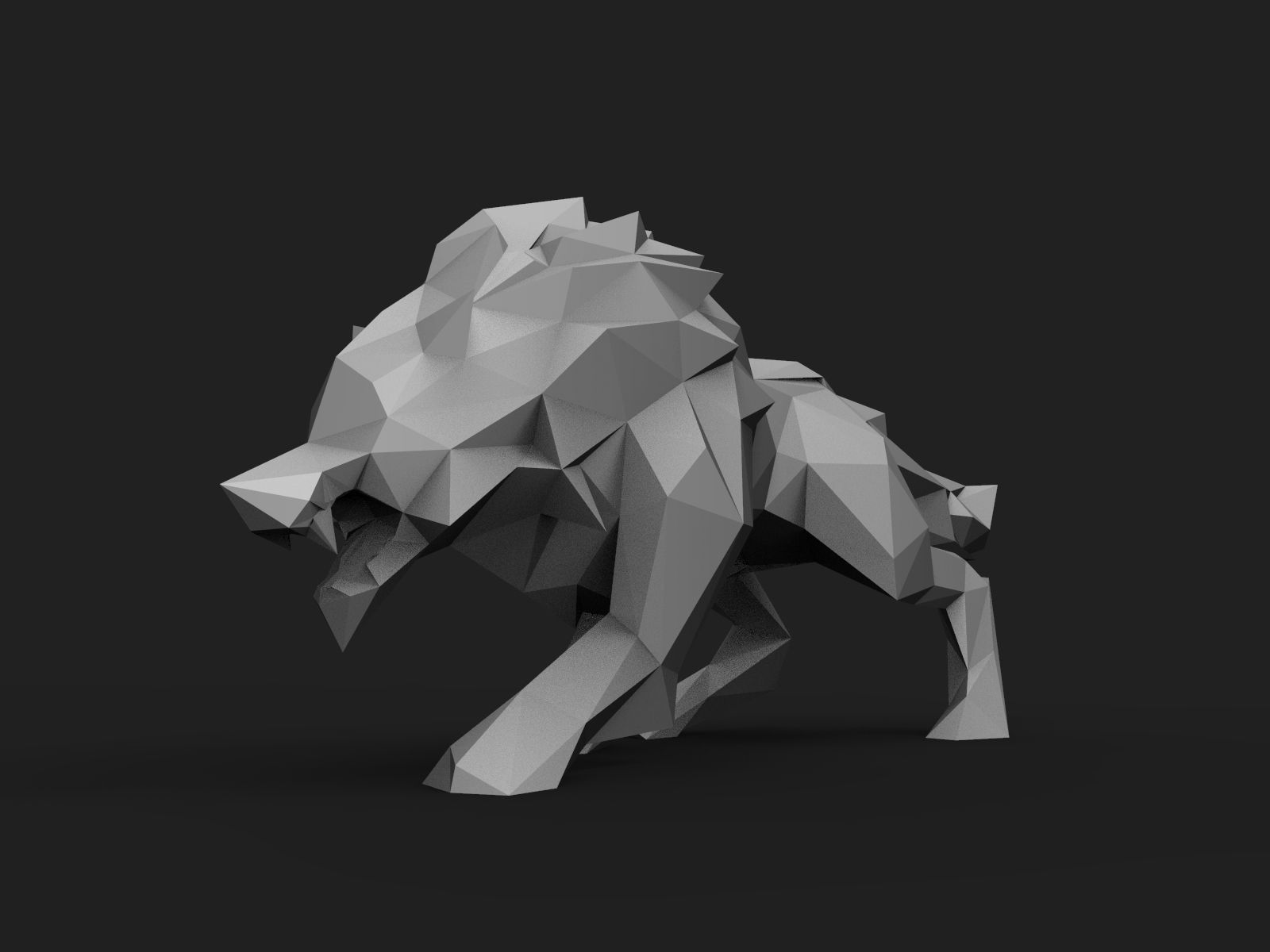Wolf Low Poly polygonal 3D print model_1
