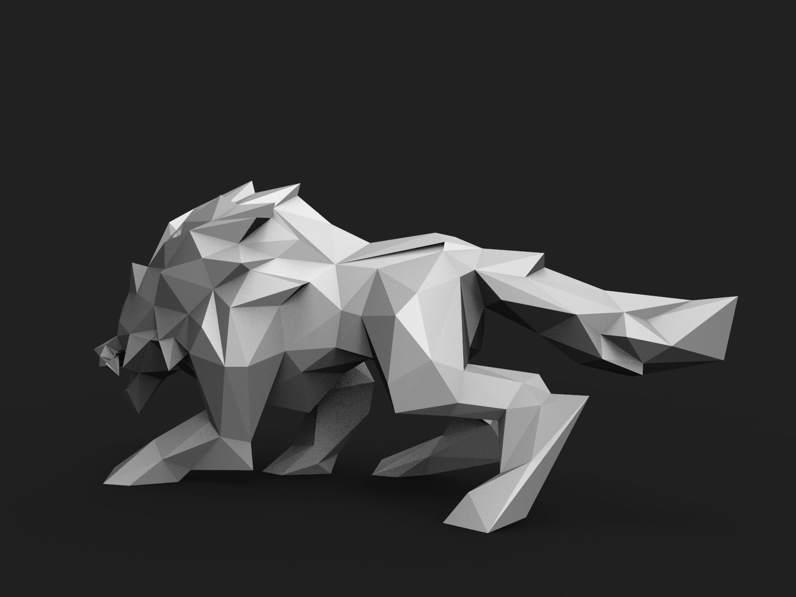 Wolf Low Poly polygonal 3D print model_11