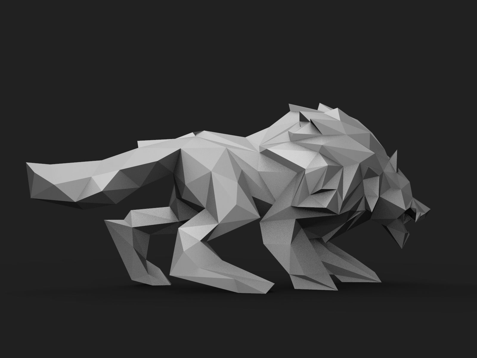 Wolf Low Poly polygonal 3D print model_8
