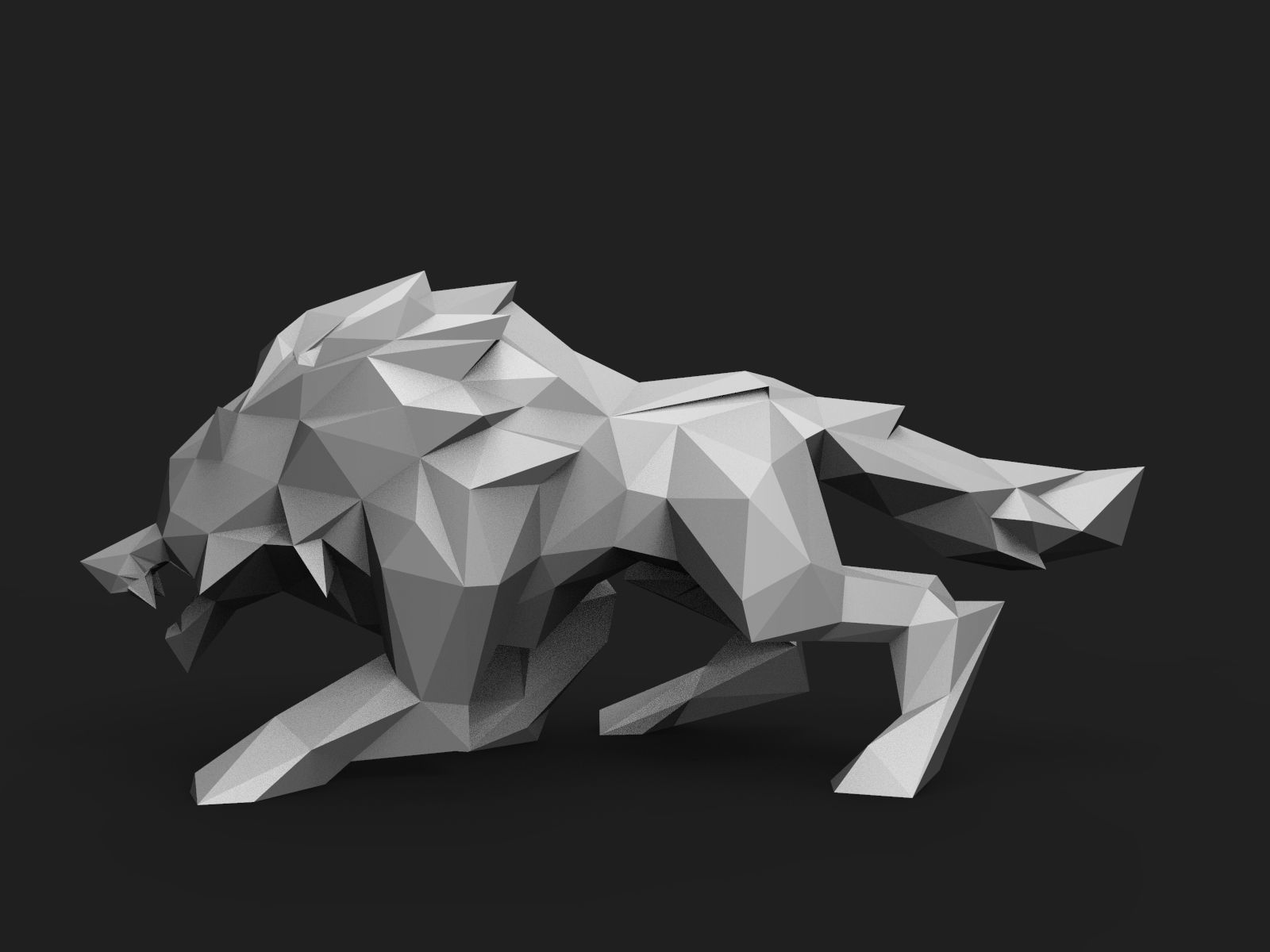 Wolf Low Poly polygonal 3D print model_2