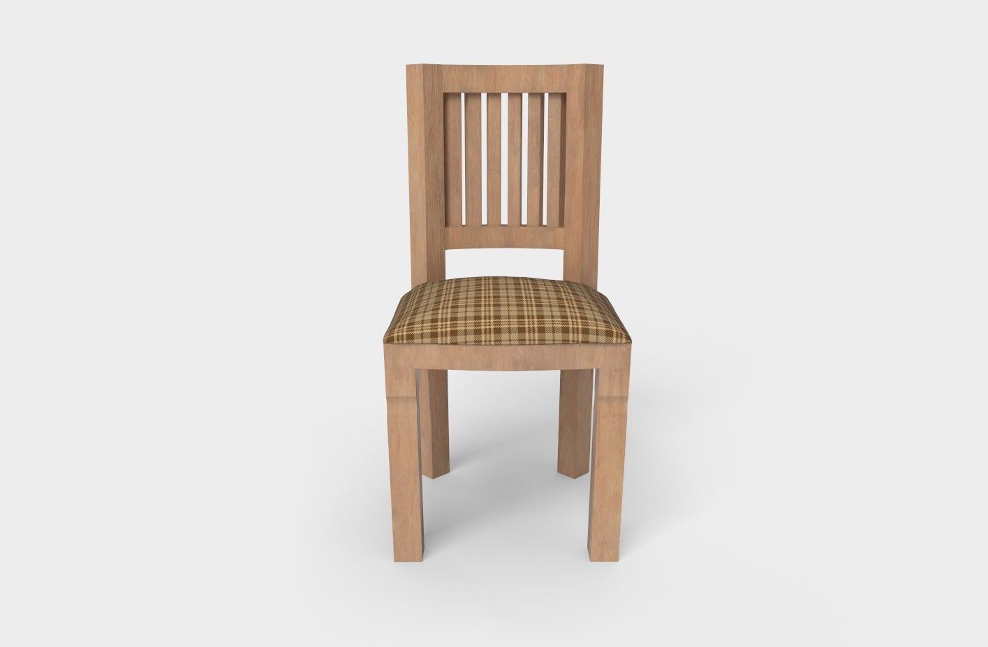 Wooden Table And Chair Low-poly 3D model_3