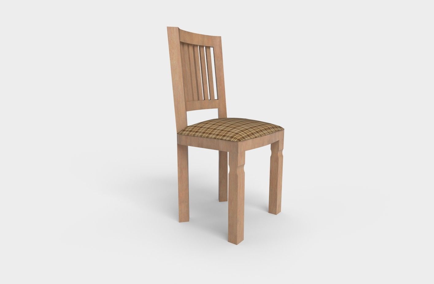 Wooden Table And Chair Low-poly 3D model_1