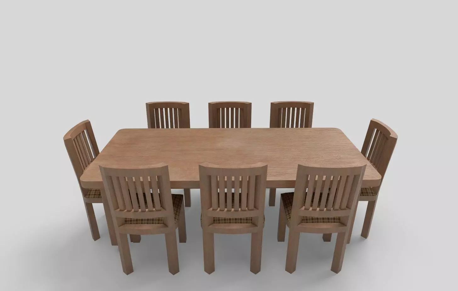 Wooden Table And Chair Low-poly 3D model_0
