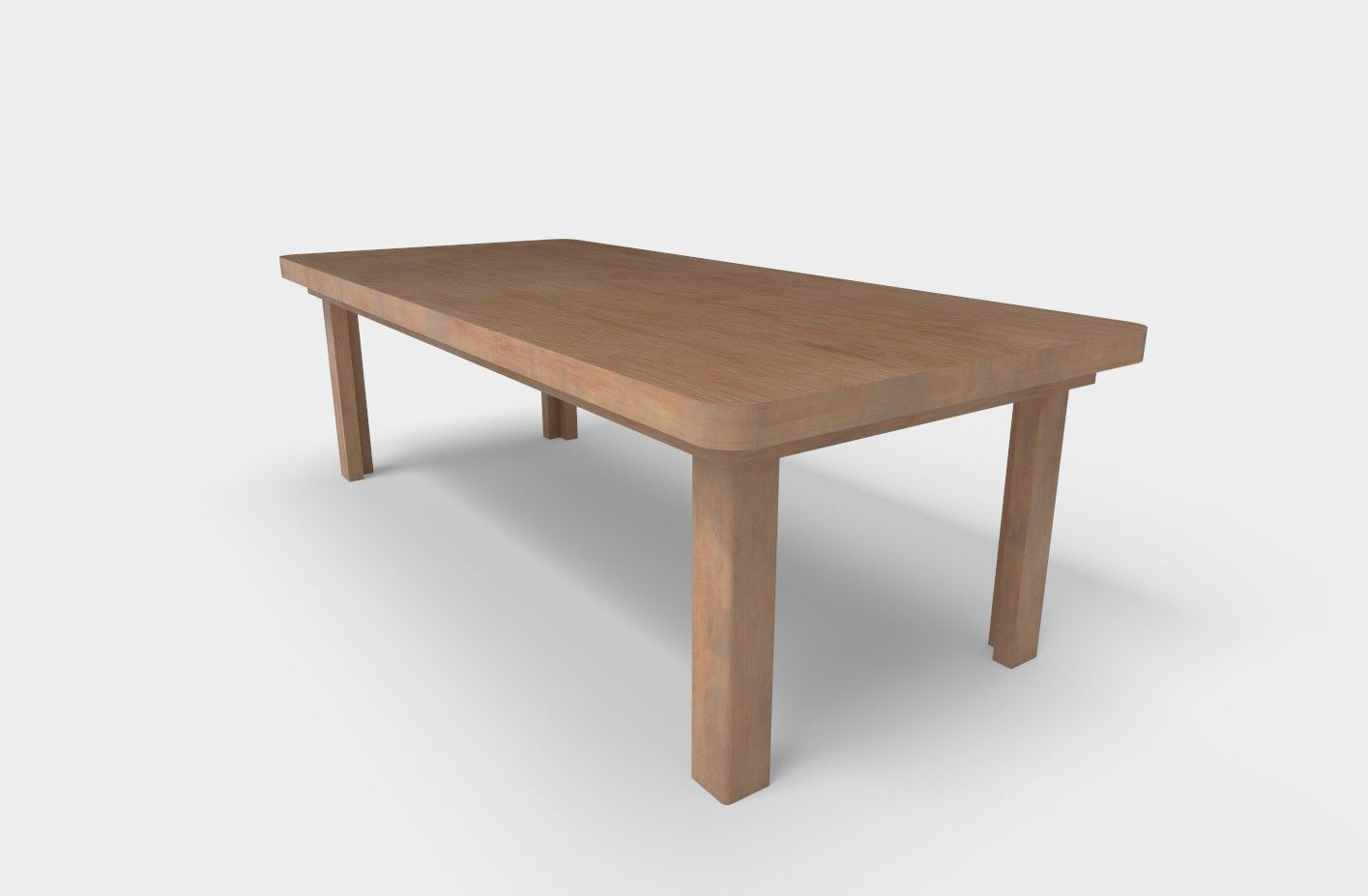 Wooden Table And Chair Low-poly 3D model_2