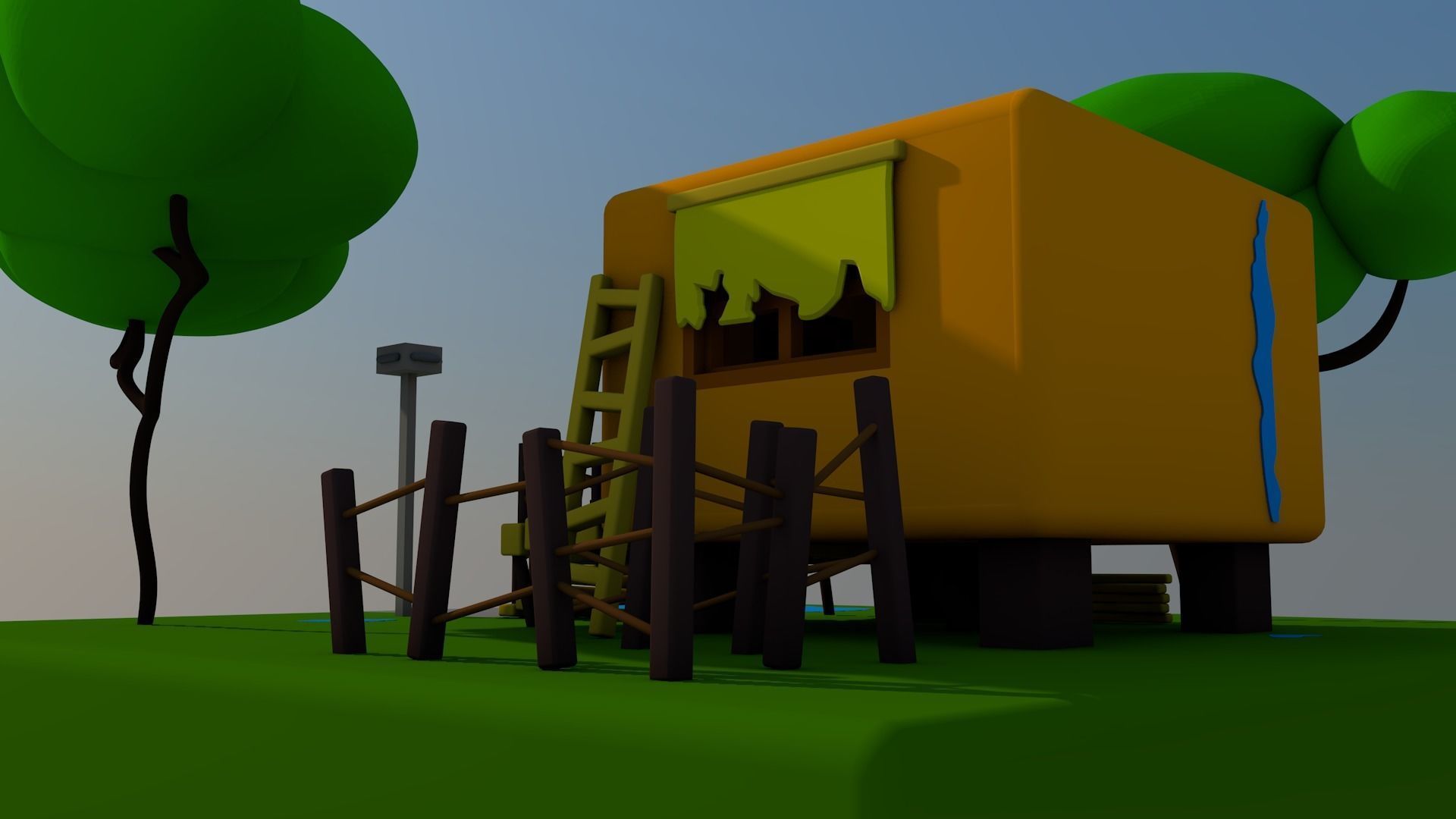 LOW POLY HOME house on island 3D model_3