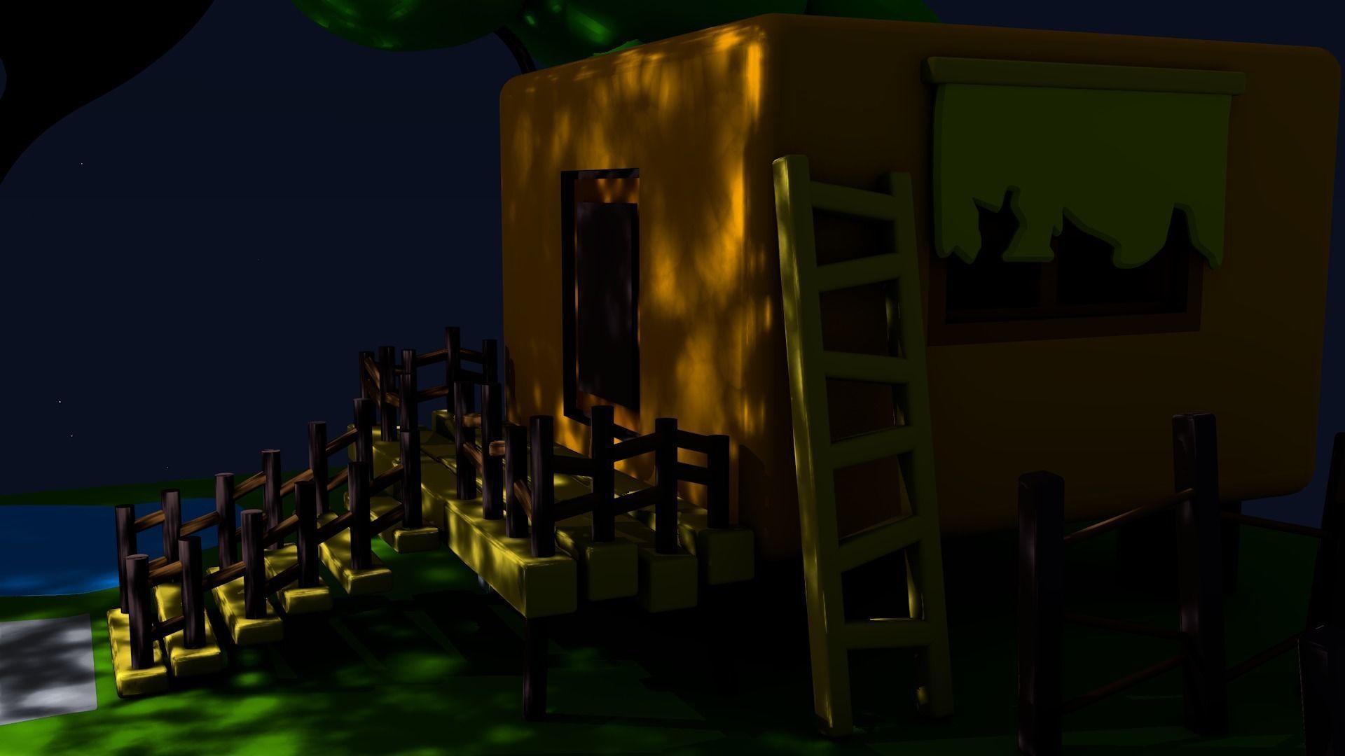 LOW POLY HOME house on island 3D model_7